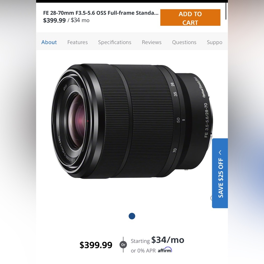 Sony Black FE 28-70mm F3.5-5.6 OSS Lens only used 1 time